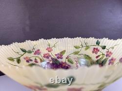Vintage, Glass, Lampshade, Hand Painted Floral Design, Ruffled Top 6 1/2 in