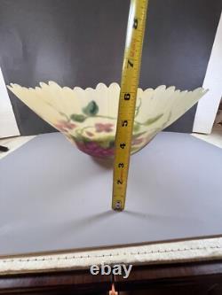 Vintage, Glass, Lampshade, Hand Painted Floral Design, Ruffled Top 6 1/2 in