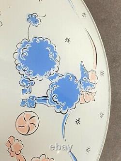 Vintage Glass Light Shade Ceiling POODLES Retro Dome Disc Saucer Napco Type