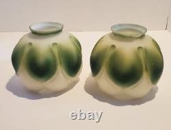Vintage Glass Lotus Lampshade Pair 4 Tall 3.75 Base Diameter Please Read
