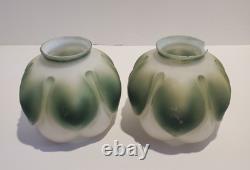 Vintage Glass Lotus Lampshade Pair 4 Tall 3.75 Base Diameter Please Read