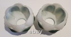 Vintage Glass Lotus Lampshade Pair 4 Tall 3.75 Base Diameter Please Read