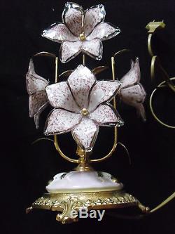 Vintage Gold Italian Murano Venini Art Glass chandelier and 2 table lamp