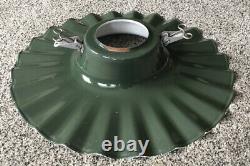 Vintage Green Enamel Porcelain Gas Station Light Shade Barn Ruffled Rim 20