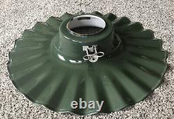 Vintage Green Enamel Porcelain Gas Station Light Shade Barn Ruffled Rim 20