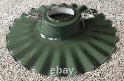 Vintage Green Enamel Porcelain Gas Station Light Shade Barn Ruffled Rim 20