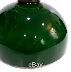 Vintage Green Enameled Metal Shade Banker's Floor Standing Brass Plated Lamp