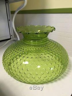 Vintage Green Hobnail Oil Lamp Shade LARGE