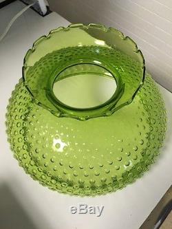 Vintage Green Hobnail Oil Lamp Shade LARGE