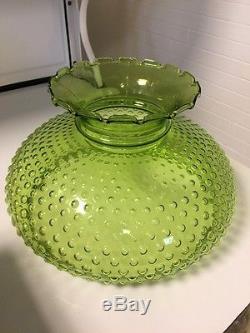 Vintage Green Hobnail Oil Lamp Shade LARGE