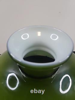 Vintage Green Over White Glass Lamp Shade Fitter