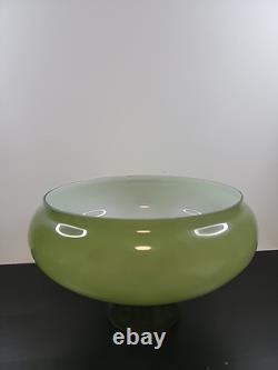 Vintage Green Over White Glass Lamp Shade Fitter