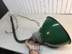 Vintage Green Porcelain 10in Gas Station Light explosive Glass shade Works