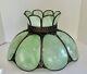 Vintage Green Slag Glass Lamp Shade Large Eight Panel Victorian 18.5dx11h