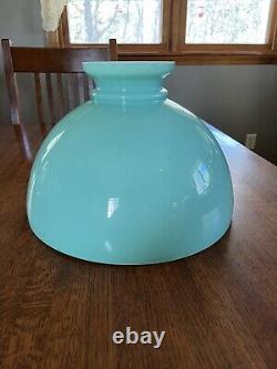 Vintage Green Turquoise High Dome Cased Glass Lamp Shade 13 3/4