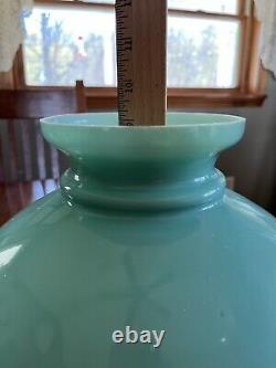 Vintage Green Turquoise High Dome Cased Glass Lamp Shade 13 3/4