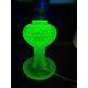 Vintage Green Uranium Hobnail Glass Boudoir Table Lamp With Original Shade Glows