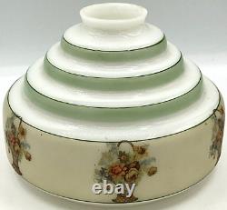 Vintage Green & White Glass Floral Transferware Shade Bell Pendant No Fixture