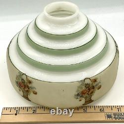 Vintage Green & White Glass Floral Transferware Shade Bell Pendant No Fixture