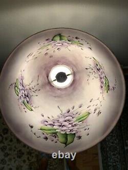 Vintage Hand Painted 16 Lamp Shade with Violets and 5 Glass Fringe