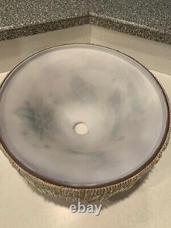 Vintage Hand Painted 16 Lamp Shade with Violets and 5 Glass Fringe