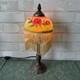 Vintage Hand Painted Floral Roses Green Boudoir 15 Lamp With Beaded Fringe