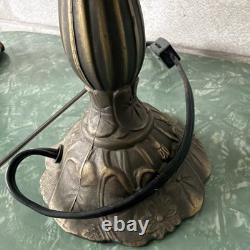 Vintage Hand Painted Floral Roses Green Boudoir 15 Lamp with Beaded Fringe