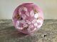 Vintage Hand Painted Frosted Glass Pink Ball Shade Artist Signed