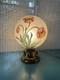 Vintage Hand-painted Frosted Glass Poppy Globe Table Lamp Mcm Hollywood Regency