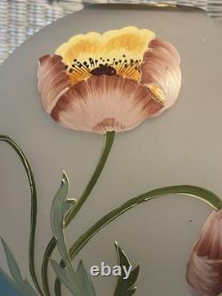 Vintage Hand-Painted Frosted Glass Poppy Globe Table Lamp MCM Hollywood Regency