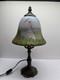 Vintage Hand Painted Glass Table Lamp Victorian Lady Floral Meadow Shade 15 H