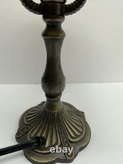 Vintage Hand Painted Glass Table Lamp Victorian Lady Floral Meadow Shade 15 H