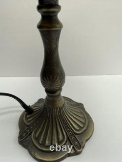 Vintage Hand Painted Glass Table Lamp Victorian Lady Floral Meadow Shade 15 H