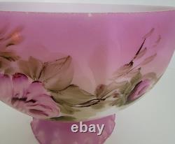 Vintage Hand Painted Milk Glass Student Lamp Shade Roses 9-7/8