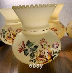 Vintage Hand Painted Rose Floral Light Lamp Shade Lot 4 RARE replacement parts