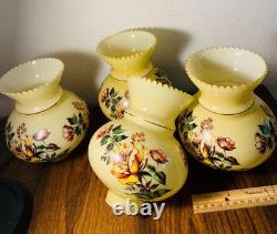 Vintage Hand Painted Rose Floral Light Lamp Shade Lot 4 RARE replacement parts