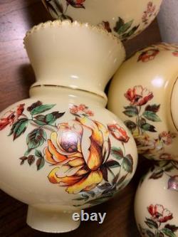 Vintage Hand Painted Rose Floral Light Lamp Shade Lot 4 RARE replacement parts