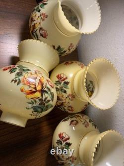 Vintage Hand Painted Rose Floral Light Lamp Shade Lot 4 RARE replacement parts