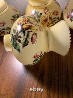 Vintage Hand Painted Rose Floral Light Lamp Shade Lot 4 RARE replacement parts