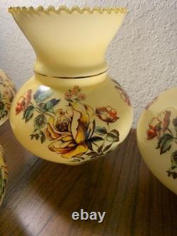 Vintage Hand Painted Rose Floral Light Lamp Shade Lot 4 RARE replacement parts