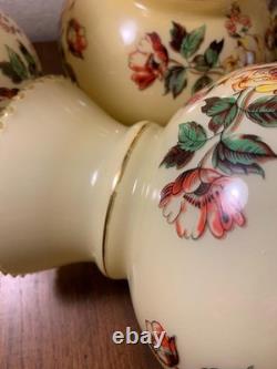 Vintage Hand Painted Rose Floral Light Lamp Shade Lot 4 RARE replacement parts