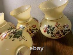 Vintage Hand Painted Rose Floral Light Lamp Shade Lot 4 RARE replacement parts