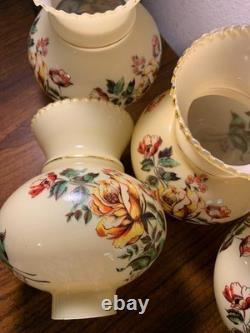 Vintage Hand Painted Rose Floral Light Lamp Shade Lot 4 RARE replacement parts