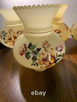 Vintage Hand Painted Rose Floral Light Lamp Shade Lot 4 RARE replacement parts