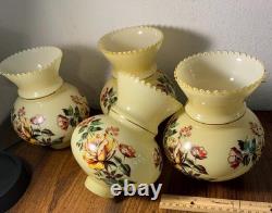 Vintage Hand Painted Rose Floral Light Lamp Shade Lot 4 RARE replacement parts