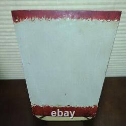 Vintage Hand Punched & Painted Decorated Rectangle Metal Lamp Shade Cream & Red