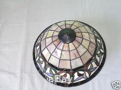 Vintage Handcrafted Tiffany Style Stained Glass Lamp Shade Only Multi-color Leaf