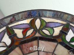 Vintage Handcrafted Tiffany Style Stained Glass Lamp Shade Only Multi-color Leaf