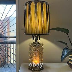 Vintage Helena Tynell Loevsky L&L Table Lamp Mid Century Amber Bubble Glass