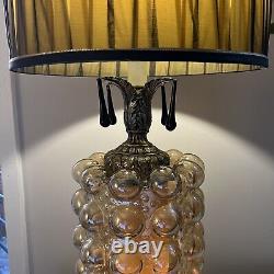 Vintage Helena Tynell Loevsky L&L Table Lamp Mid Century Amber Bubble Glass